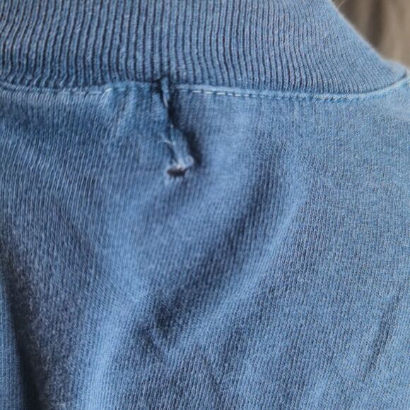 Vintage 1/4 button soft Cotton Crewneck Shirt Ranch embroidery Logo Worn Faded - Picture 5 of 8